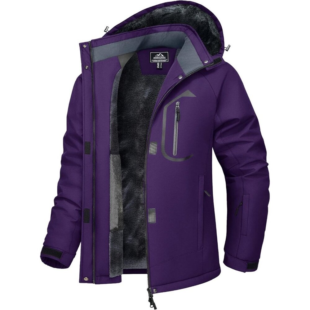 Women's Deep Purple Snow Ski Jacket Coat Waterproof Windproof Fleece Lined